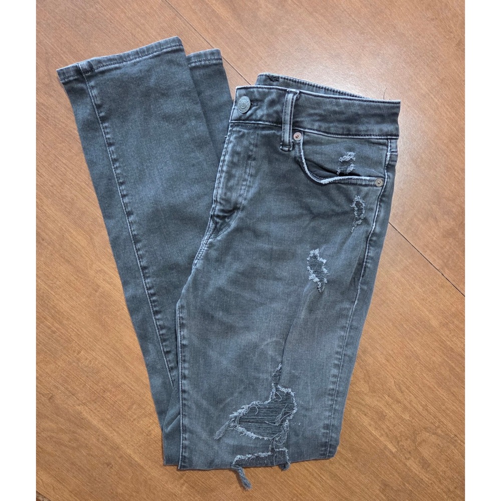 American Eagle Next Level Flex Distressed Slim Jeans Black 29x32